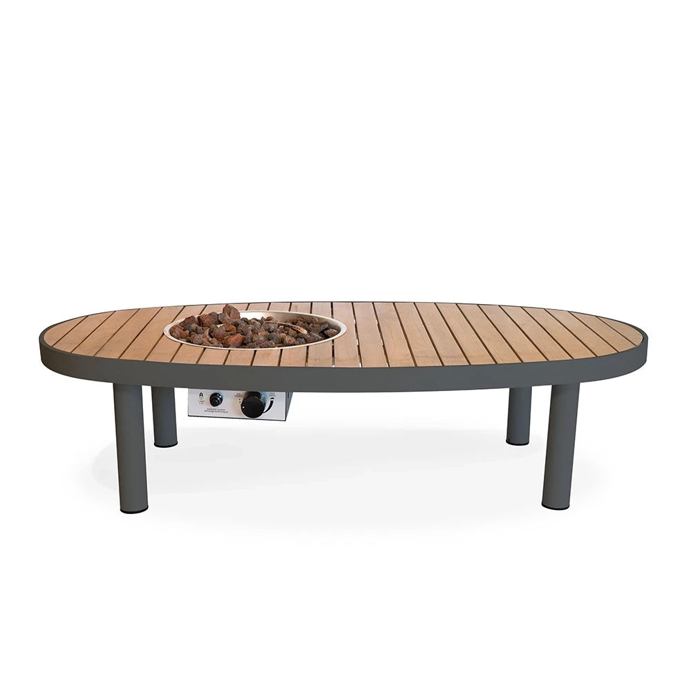 Riviera 140 Smokey Anthracite – Ovaler Gas-Feuertisch