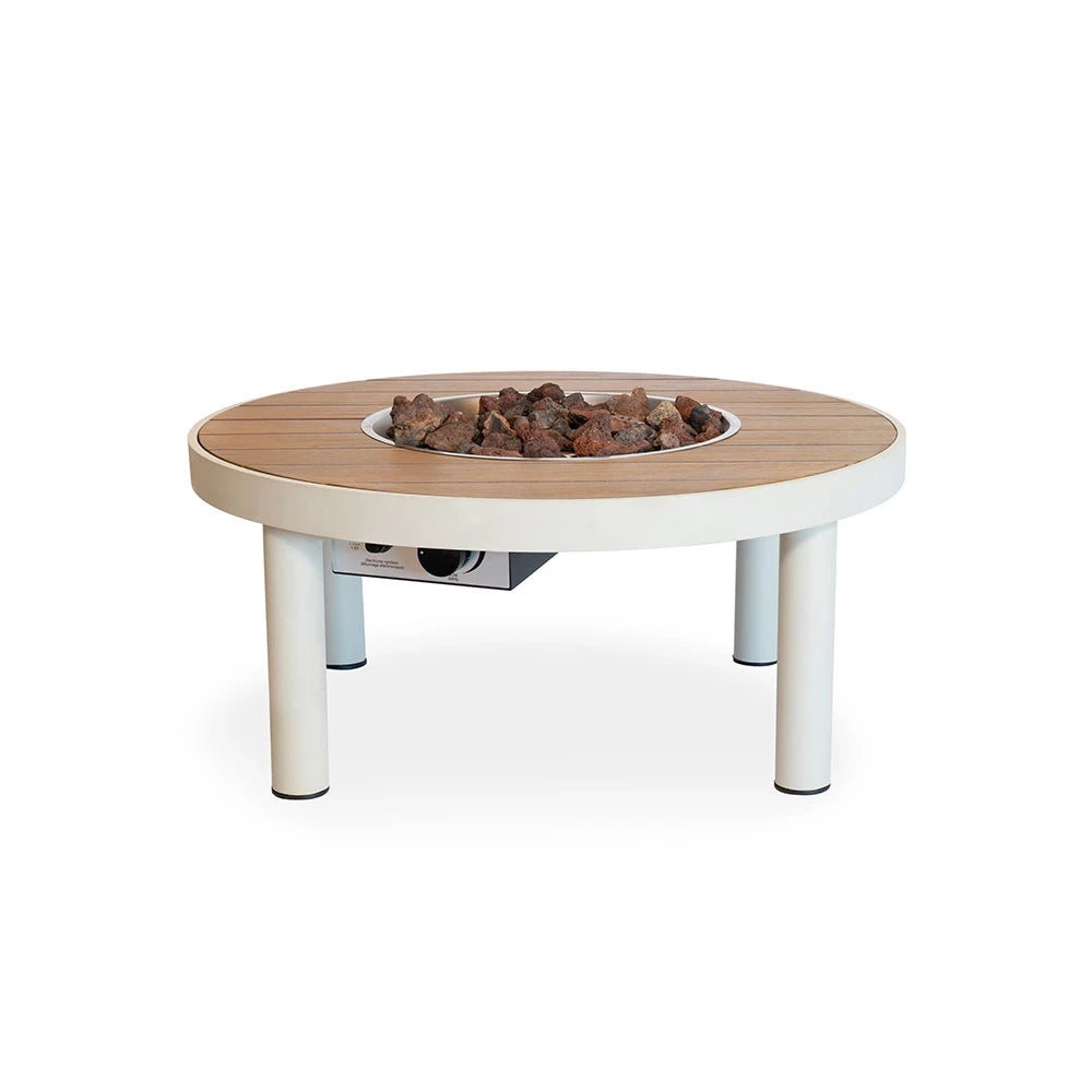 Riviera 80 Austern Beige – Runder Gas-Feuertisch
