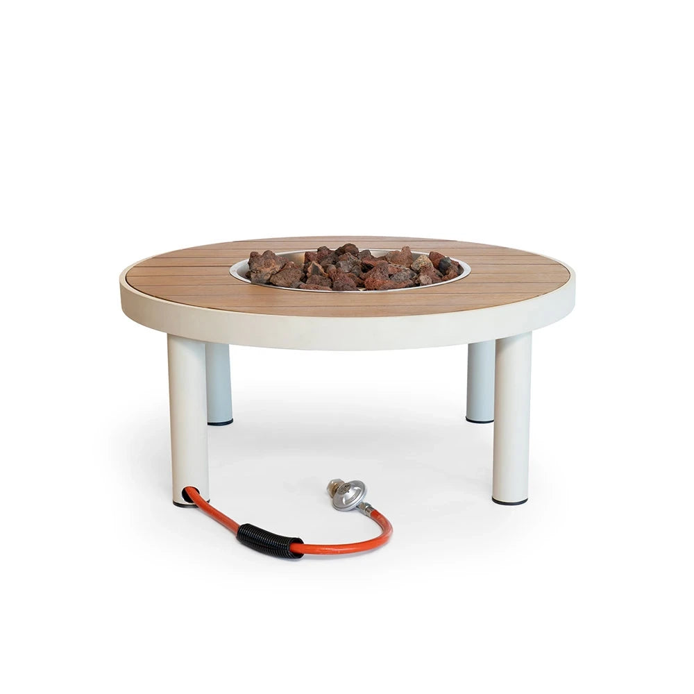 Riviera 80 Austern Beige – Runder Gas-Feuertisch