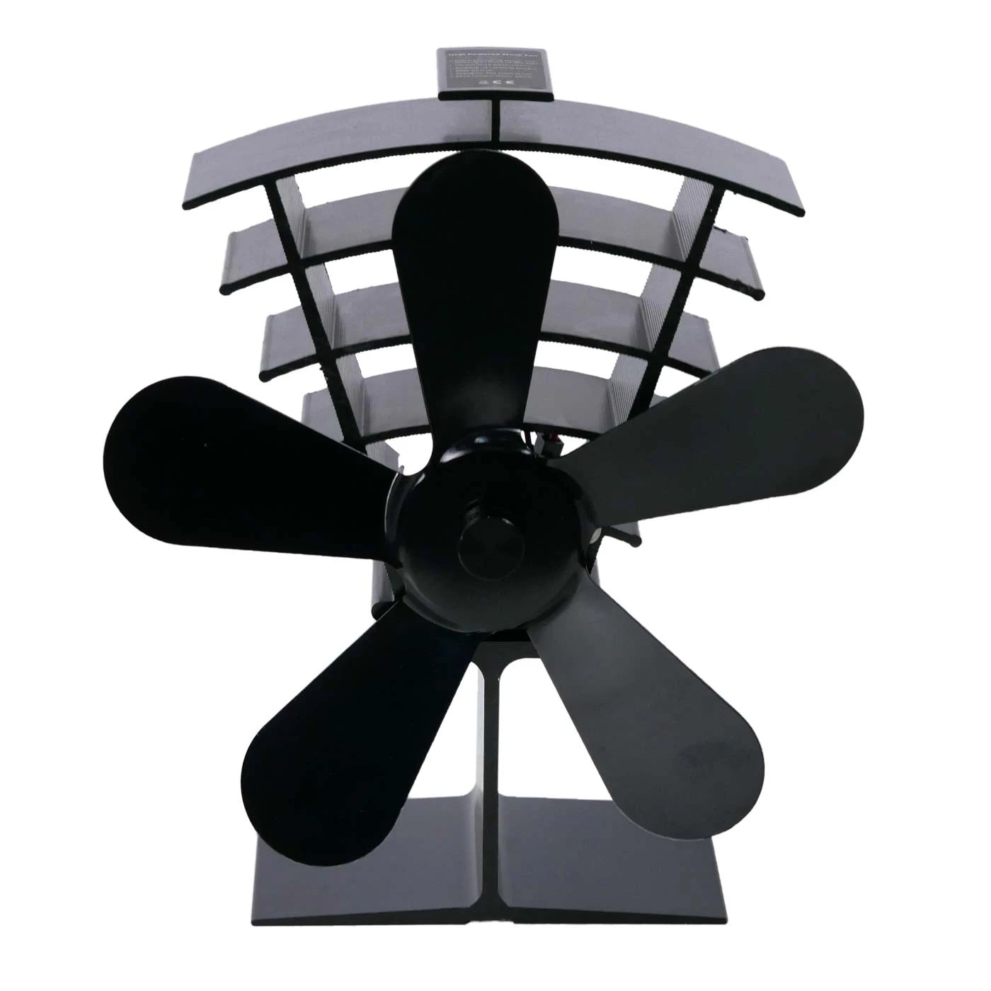 Schwarzer wärmebetriebener Ofenventilator - 5 Blätter | Stahl