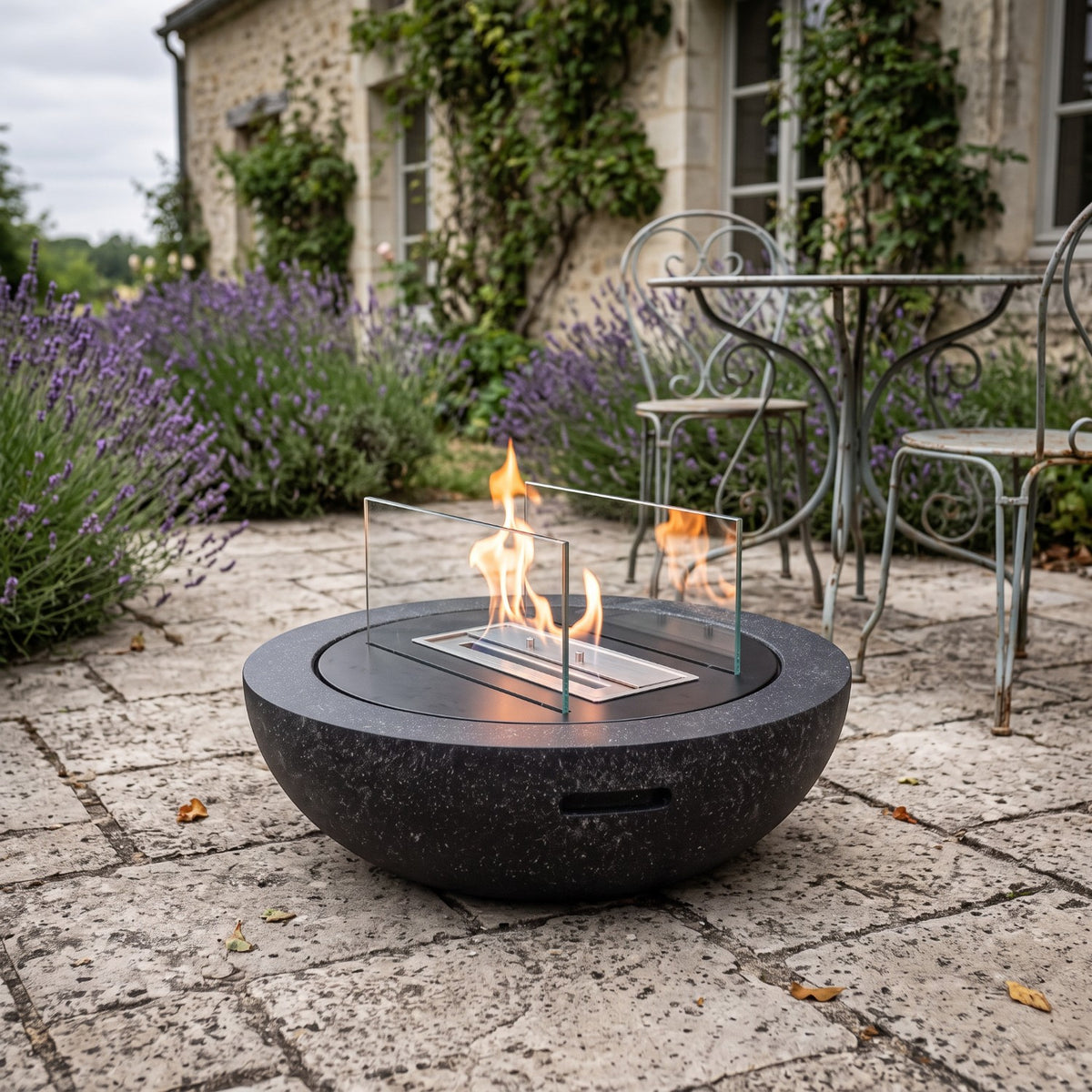 LUMA – Granitschwarz – Outdoor-Bioethanol-Kamin
