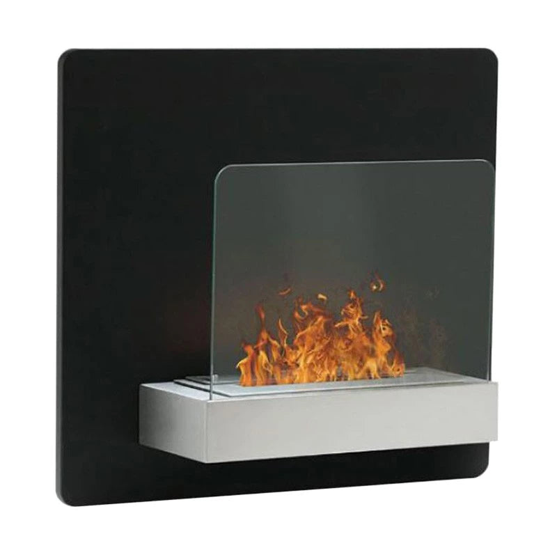 Wandkamin mit Glas - Schwarz