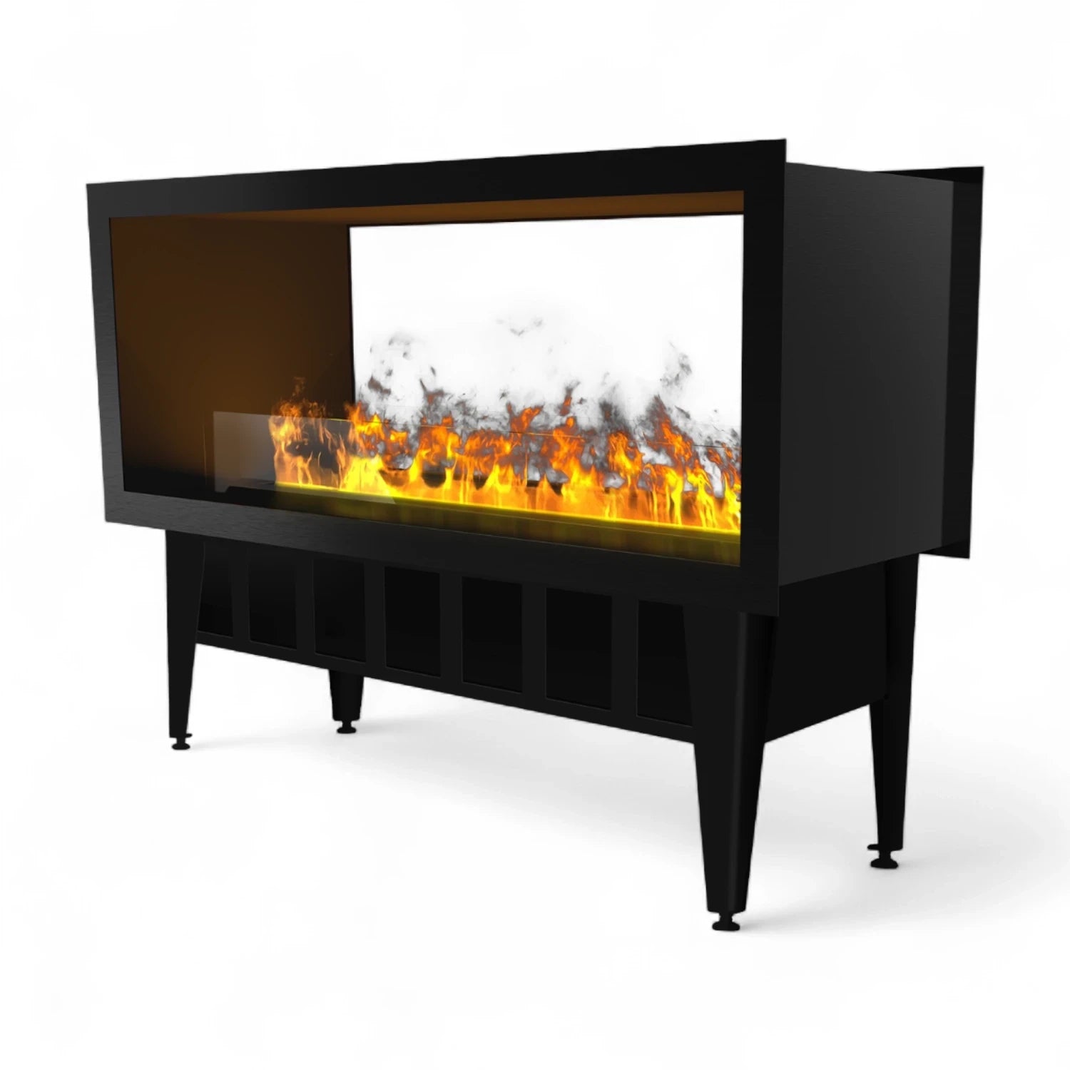 Incanto 1000 ST see-through water vapour fireplace by Magic-Fire with two-sided flame view