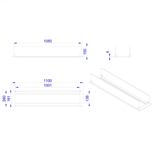 Einbauprofil für 100 cm Brenner