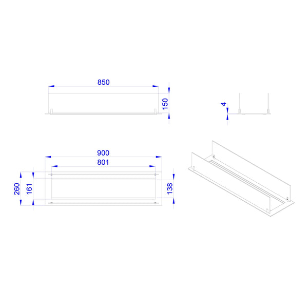 Einbauprofil für 80 cm Brenner