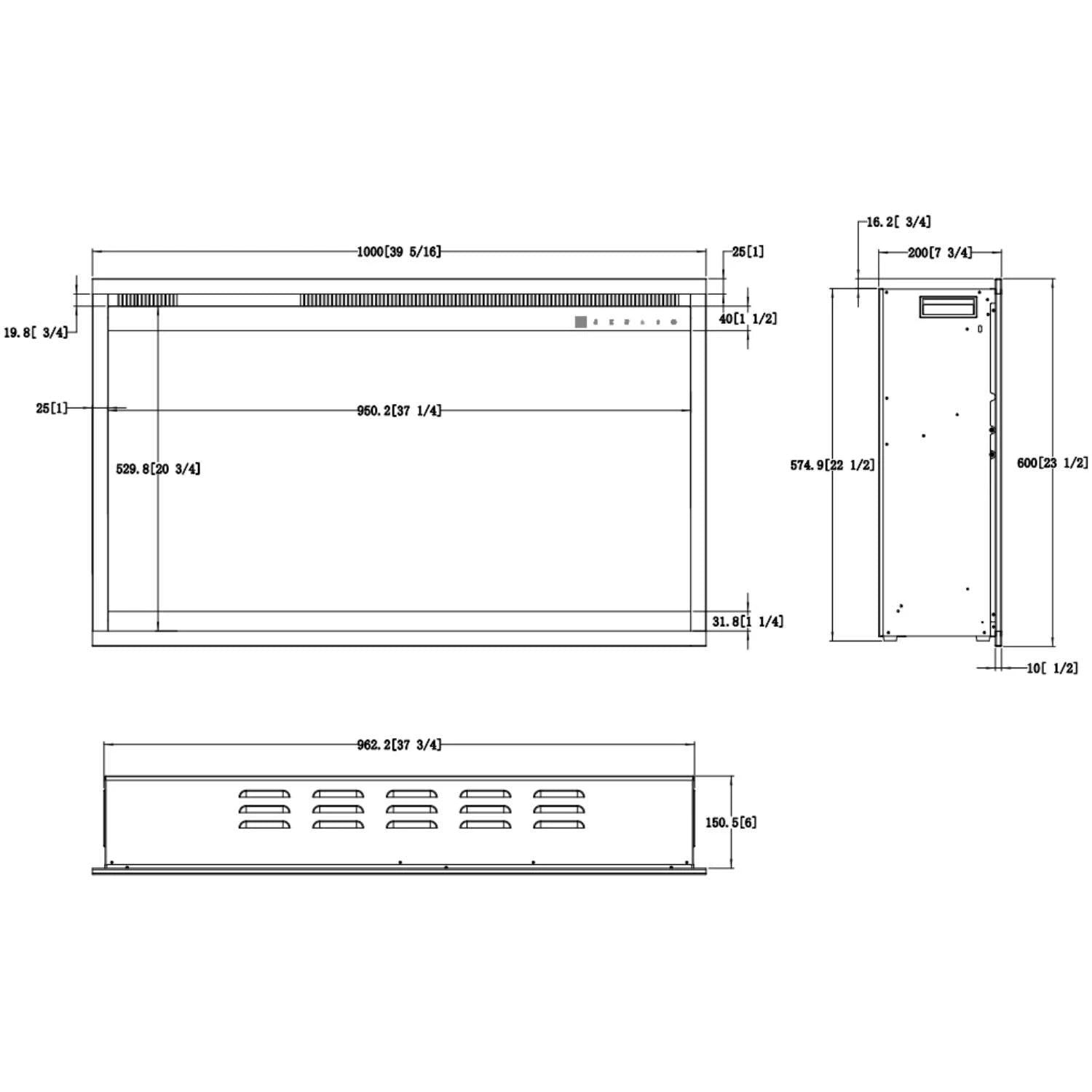 Aflamo 3D Elektrokamin Einsatz 39" (100 × 60 cm)