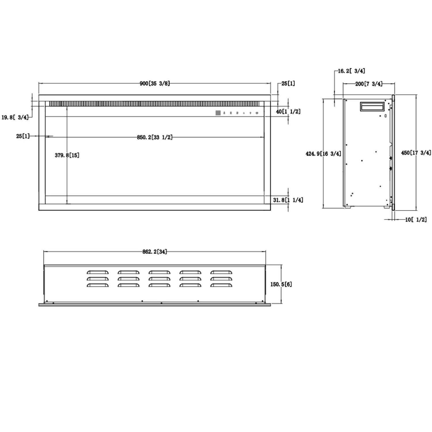 Aflamo 3D Elektrokamin-Einsatz 35\" (90 cm)