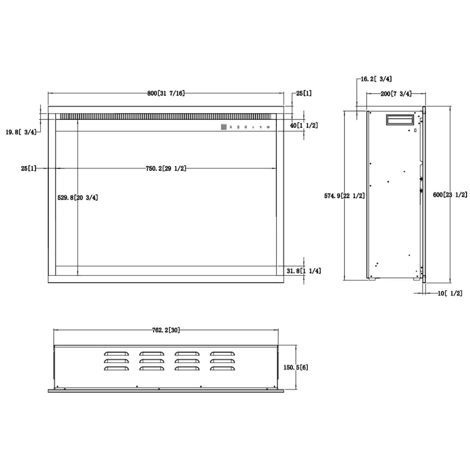 Aflamo 3D Elektrischer Kamineinsatz 31" (80 × 60 cm)