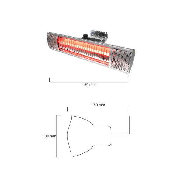 Terrassenheizung Wandmontage 1500 W, 51 cm