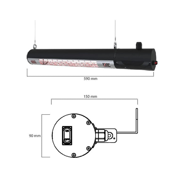 Wand-Terrassenheizung 1500 W mit Fernbedienung