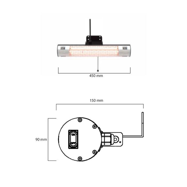 Terrassenheizung Wandmodell 1500 W schwarz