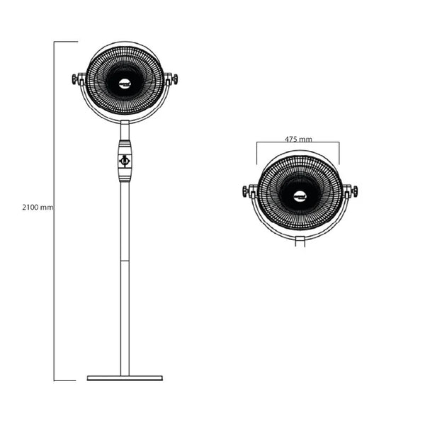 Retro stehende Terrassenheizung mit 2100 Watt