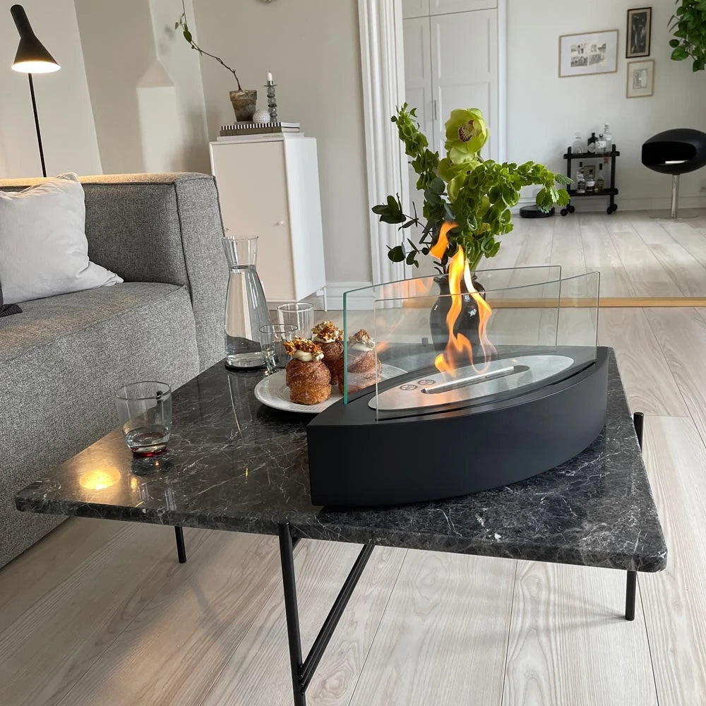Oval Shaped Table Bio Fireplace