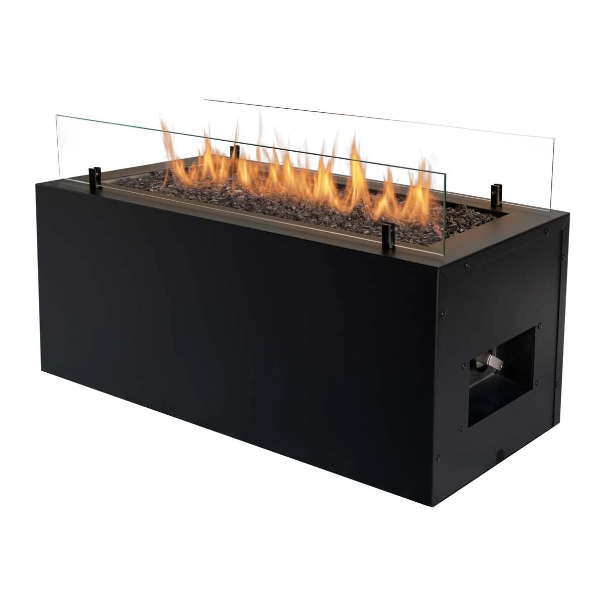 Planika Rio Black Outdoor gas fireplace with elongated flame
