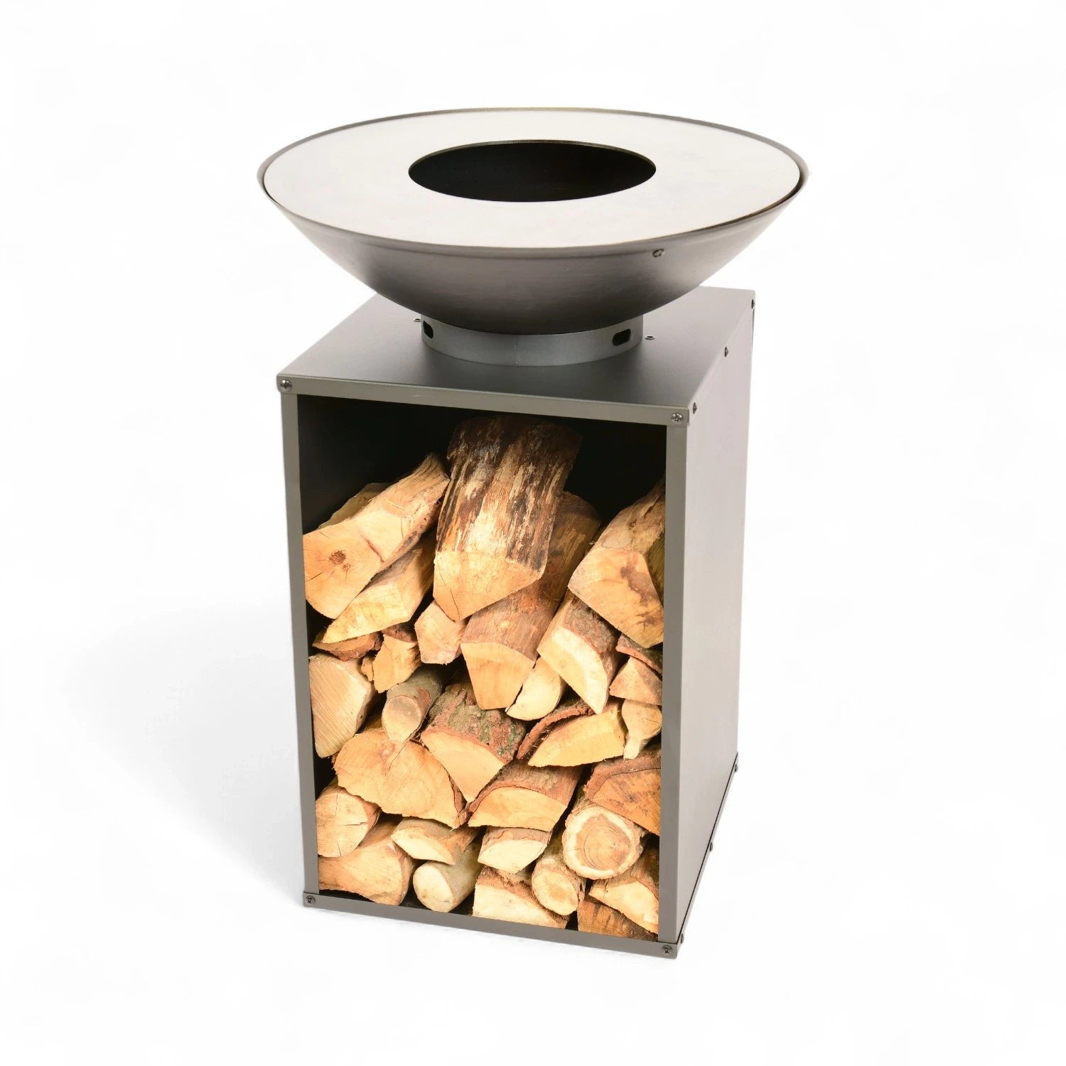 Onyx Feuerschale mit Grill und Holzlager – Ø60