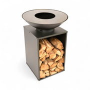Onyx Feuerschale mit Grill und Holzlager – Ø60