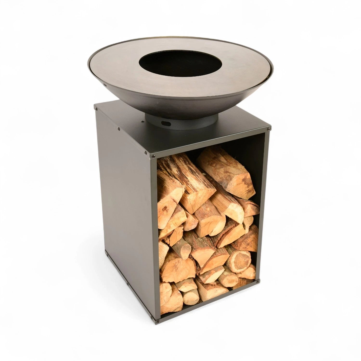 Onyx Feuerschale mit Grill und Holzlager – Ø60