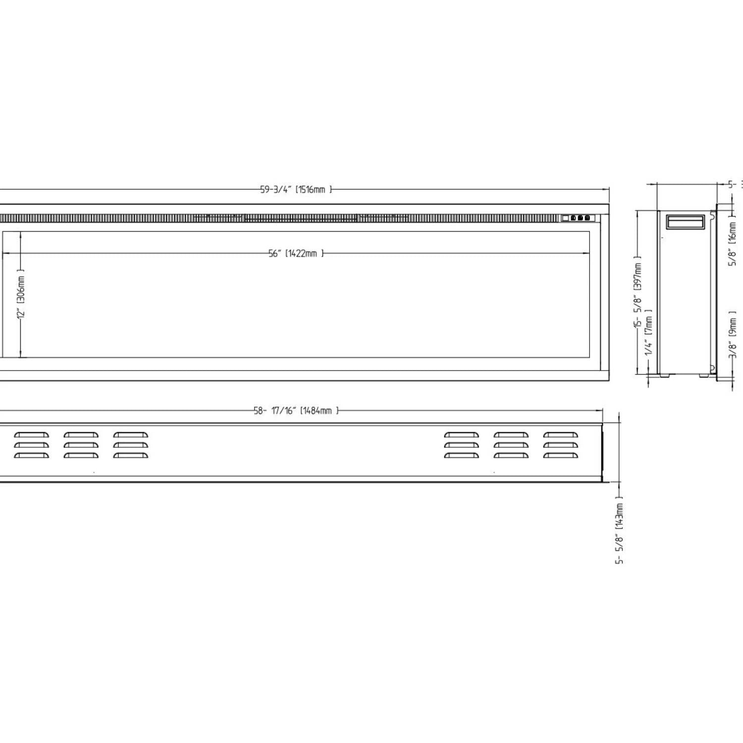 Royal Elektrokamin 60" (152 cm) - Wandmontierter Kamin