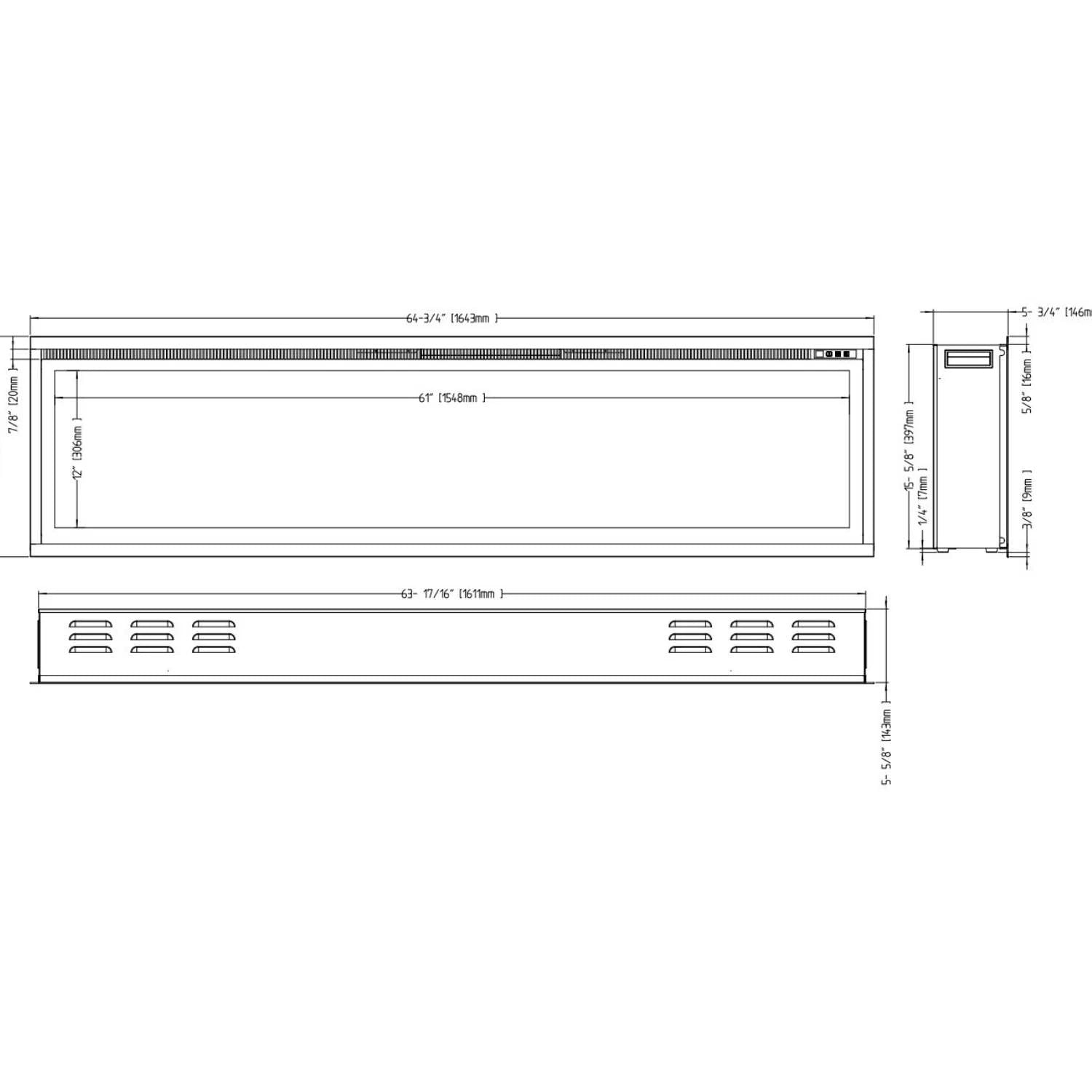 Royal Elektrischer Kamin 65" - 165 cm Wandkamin