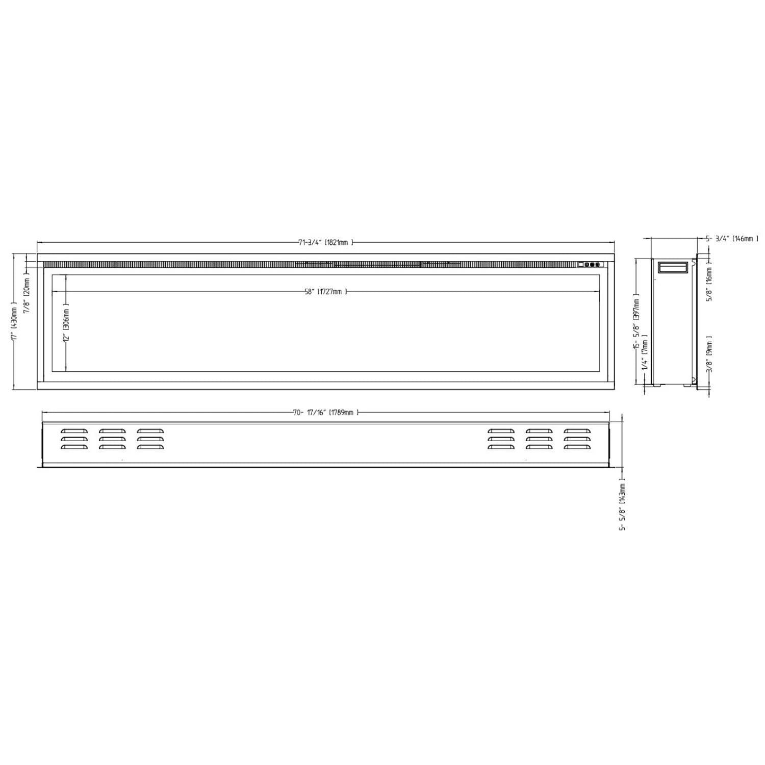 Royal Elektrokamin 72" - 182 cm Wandkamin