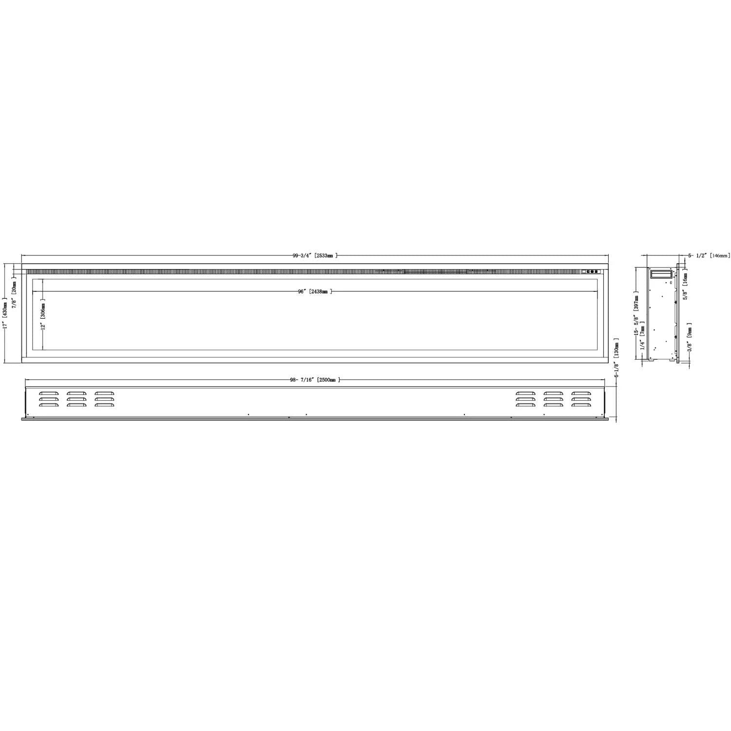 Royal Elektrokamin 100" - 254 cm Wandmontierter Kamin