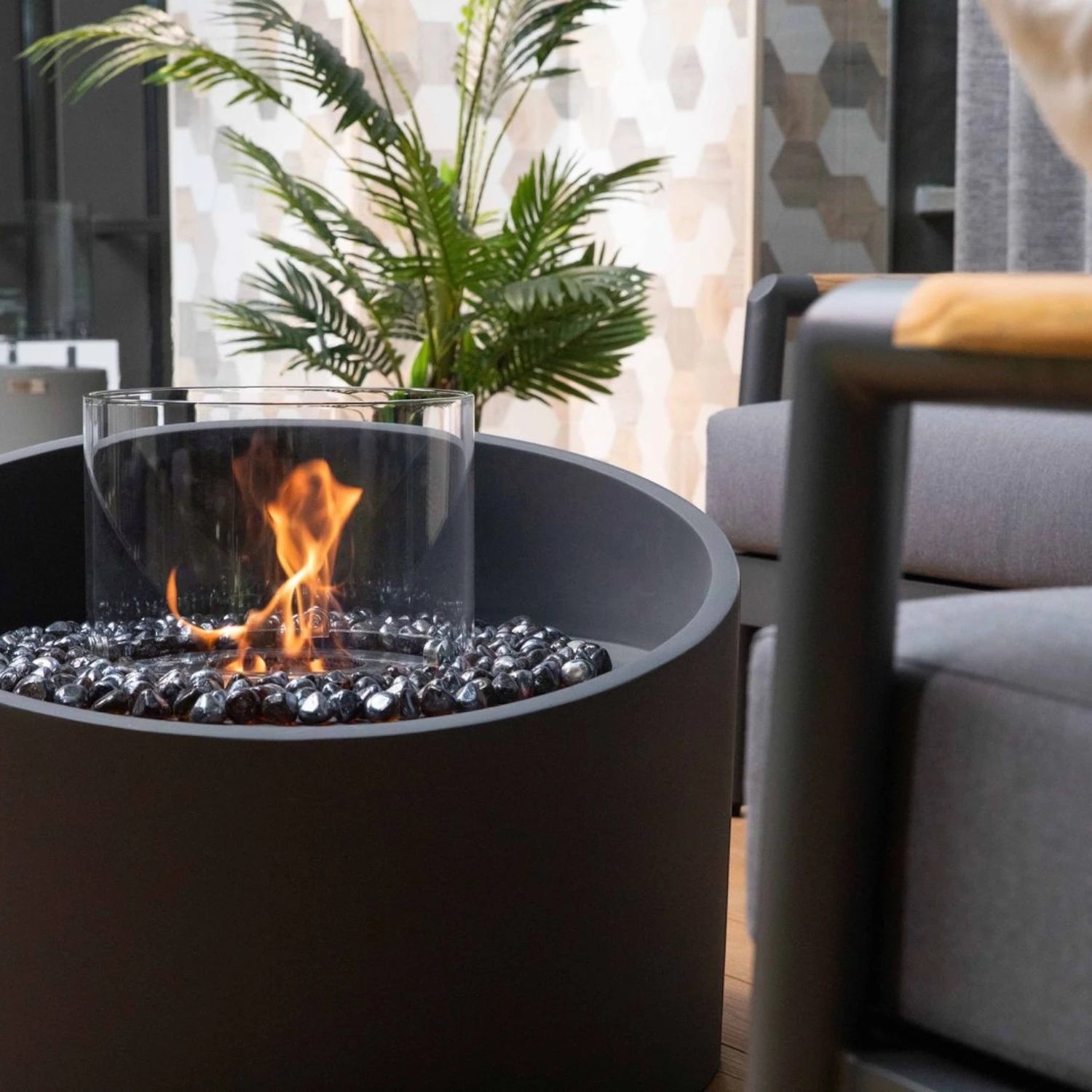 TORRE Bioethanol Feuersockel – Schiefer Schwarz