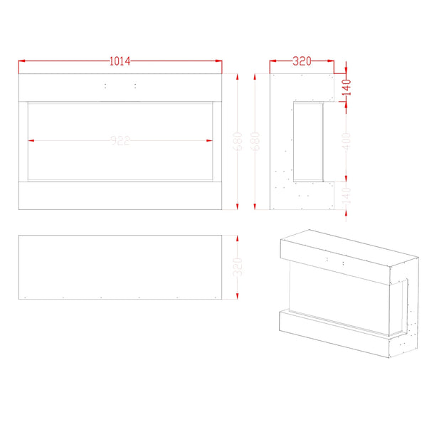 Feroza 101 cm - Elektro Wandkamin Schwarz