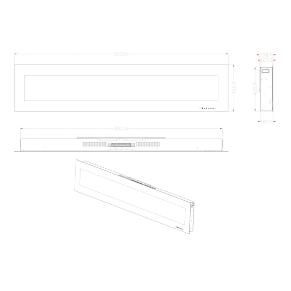 Azurite 213 cm - Elektro Wandkamin Schwarz