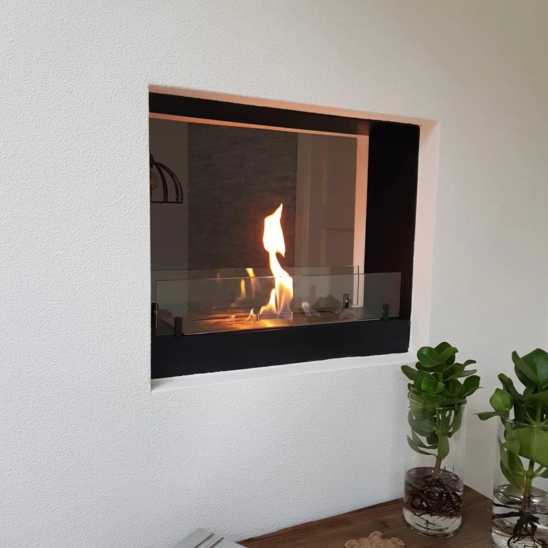Eingebauter Kamin schwarz 60 cm