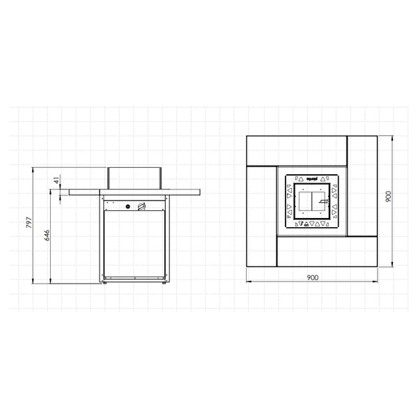 Square Tisch - Outdoor Gaskamin