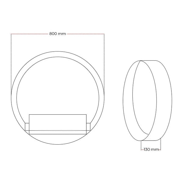 Delaware XL runder Wandkamin 80 cm - Schwarz